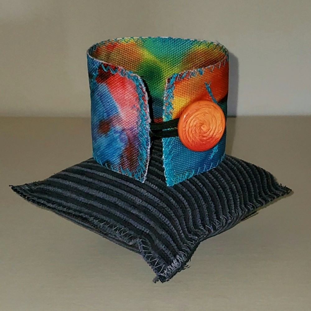 Sun & Moon Cuff Bracelet Wide Tie Dye Fabric Print - Picture 8 of 12